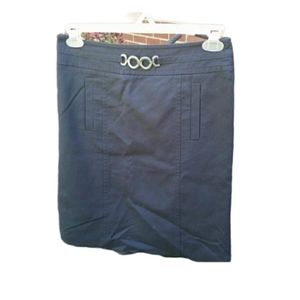 Ann Taylor Navy Blue Skirt Chain Belt Size 6